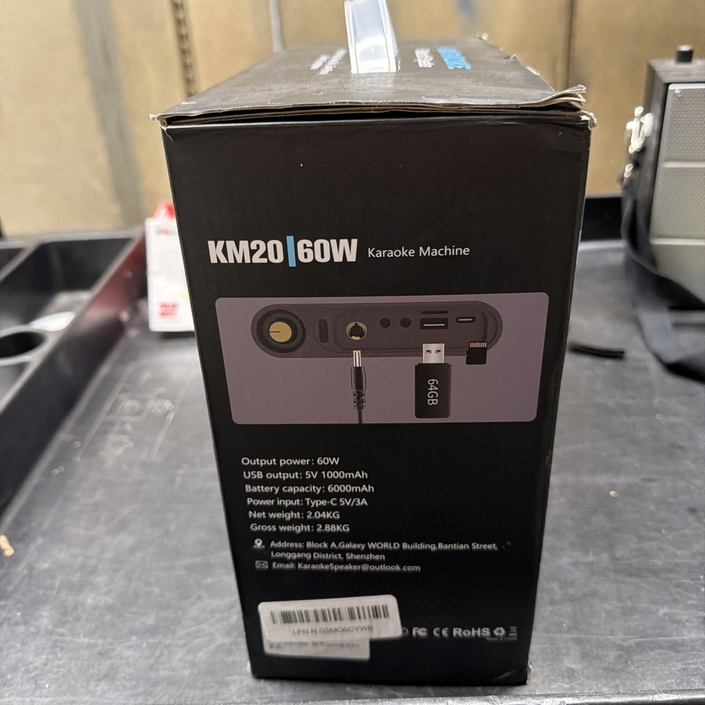 KM20 Karaoke Machine Bluetooth Speaker with two wireless microphones