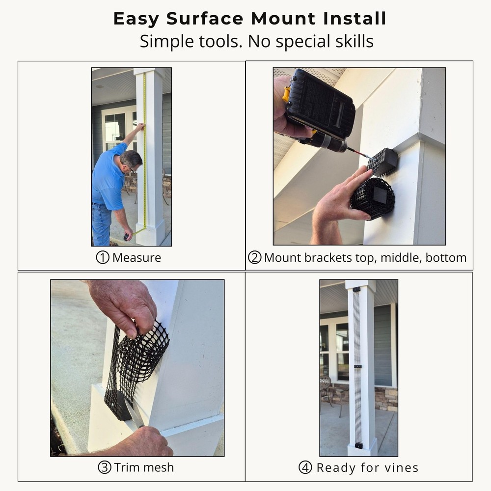 Narrow Trellis for Deck Posts and Flat Sided Mailbox Posts, HDPE Mesh for Cle...