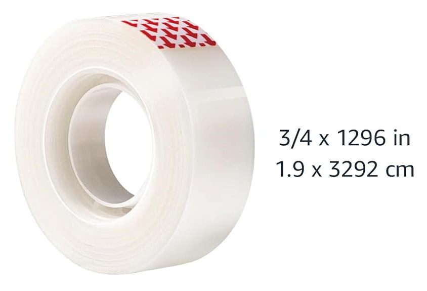Amazon Basics Clear 3/4" x 1296" (36 yds) Tape Roll for Desk Dispenser, 8 Rolls