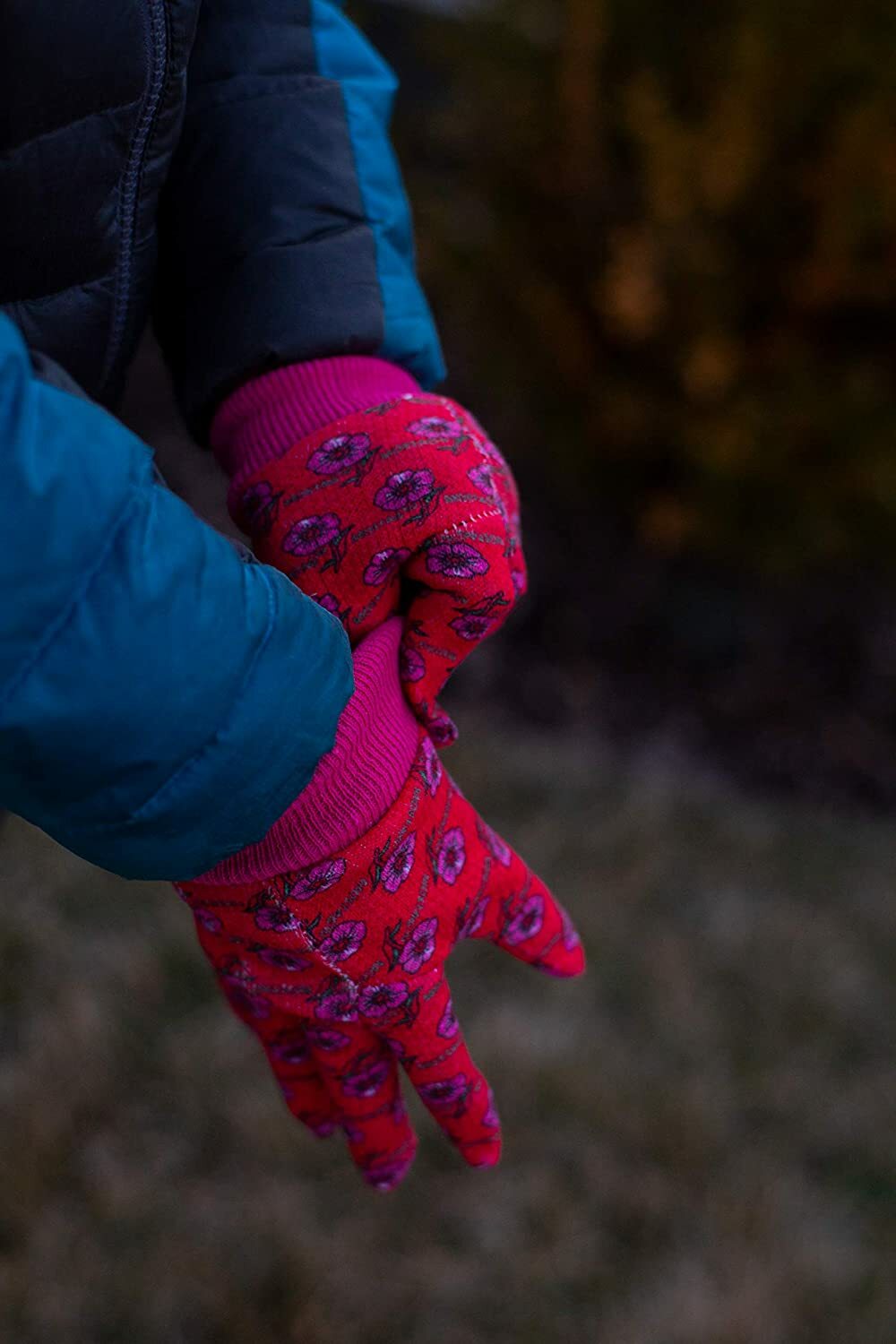 G & F 1823-3 JustForKids Soft Jersey Kids Garden Gloves, 3 Pairs Green/Red/Blue