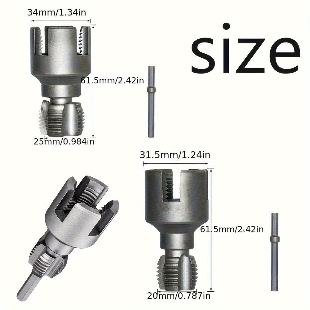 Integrated Internal & External Pipe Threader, PVC Kit 1/2" & 3/4"
