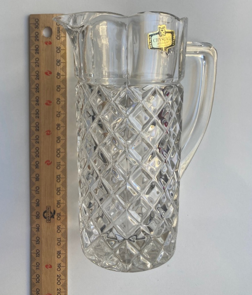Zajecar Crystal Jug / Pitcher - Diamond Pattern Yugoslavia