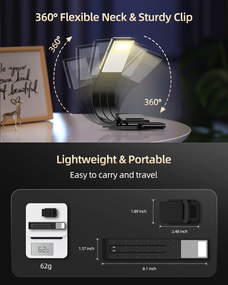 Clip On Stepless Dimming Book Light