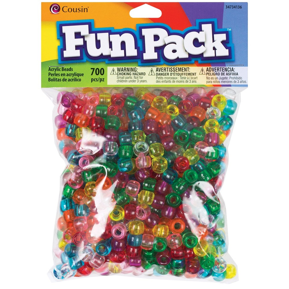 Fun Pack Acrylic Pony Beads 700/Pkg Transparent Rainbow