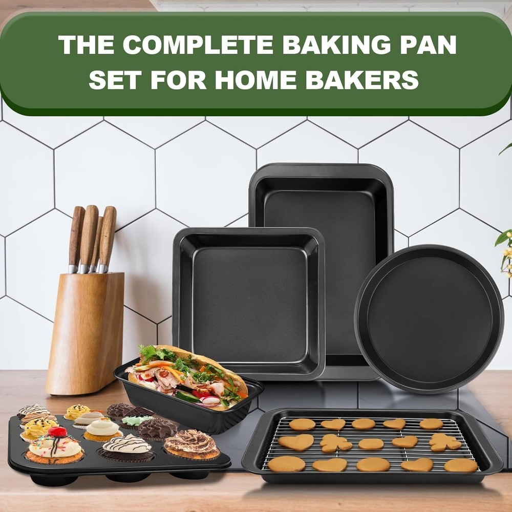 Bakeware Sets, Baking Pans Set, Nonstick Oven Pan for Kitchen with Wider Grip...