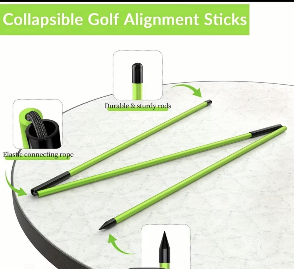 1Pair Golf Alignment Sticks Direction Indicator Stick Folding Golf Practice Rods