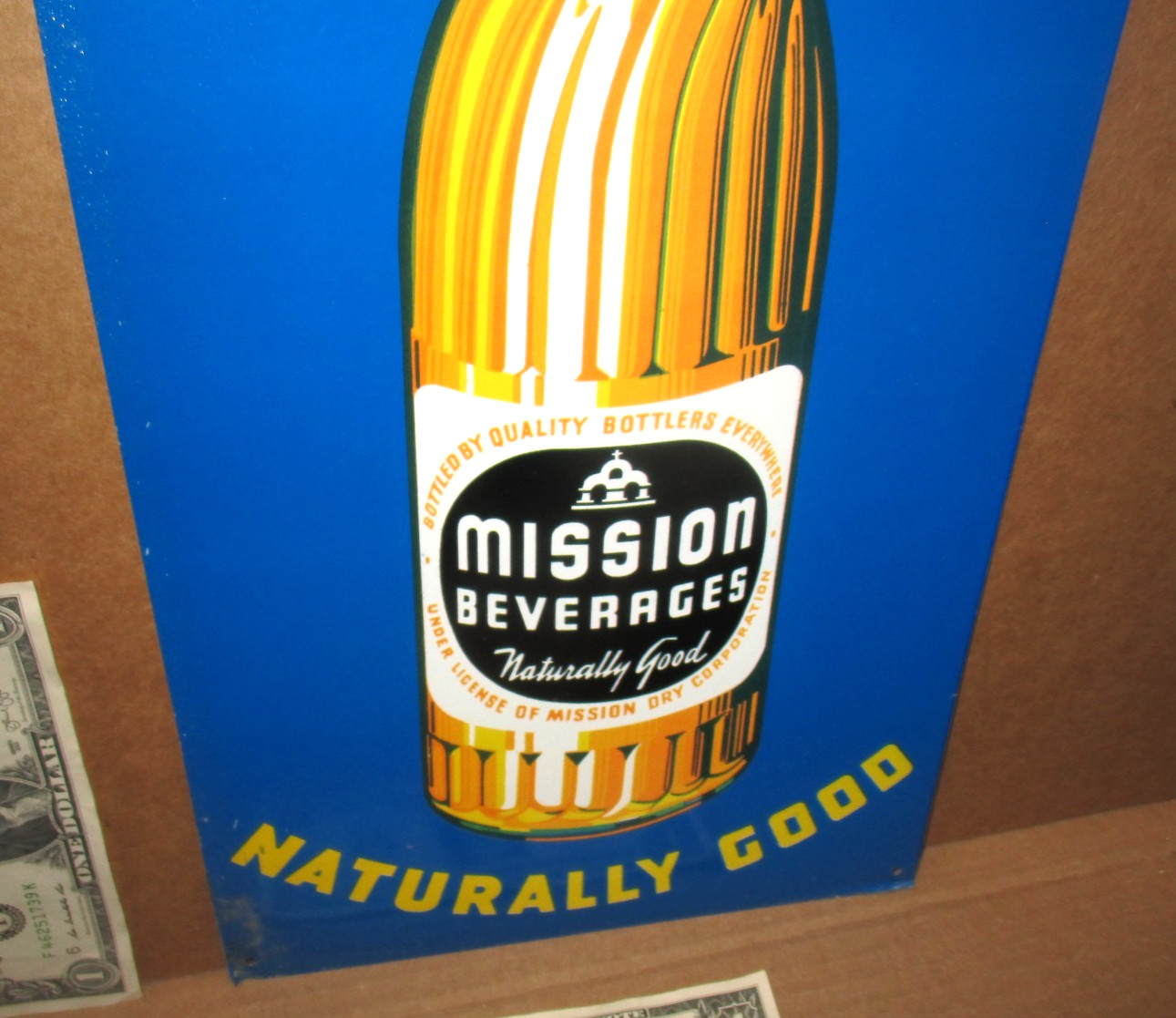 ENJOY MISSION ORANGE Country Store Gas Station CALIFORNIA SIGN -Big Swirl Bottle