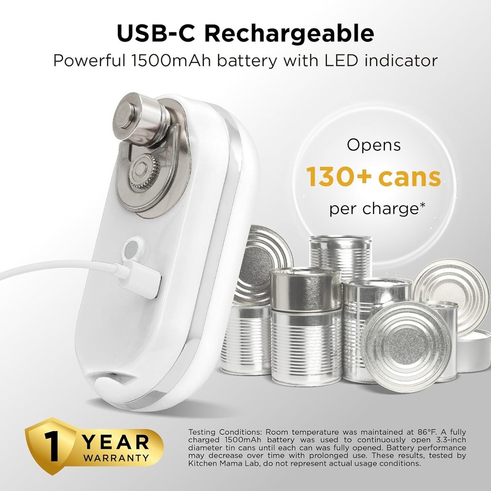 Rechargeable Electric Can Opener: Compact Design, USB-C Charging
