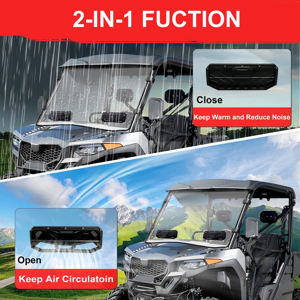 For CFMOTO UForce 600 2021-2025 Front Window Scratch-resistant Vented Windshield