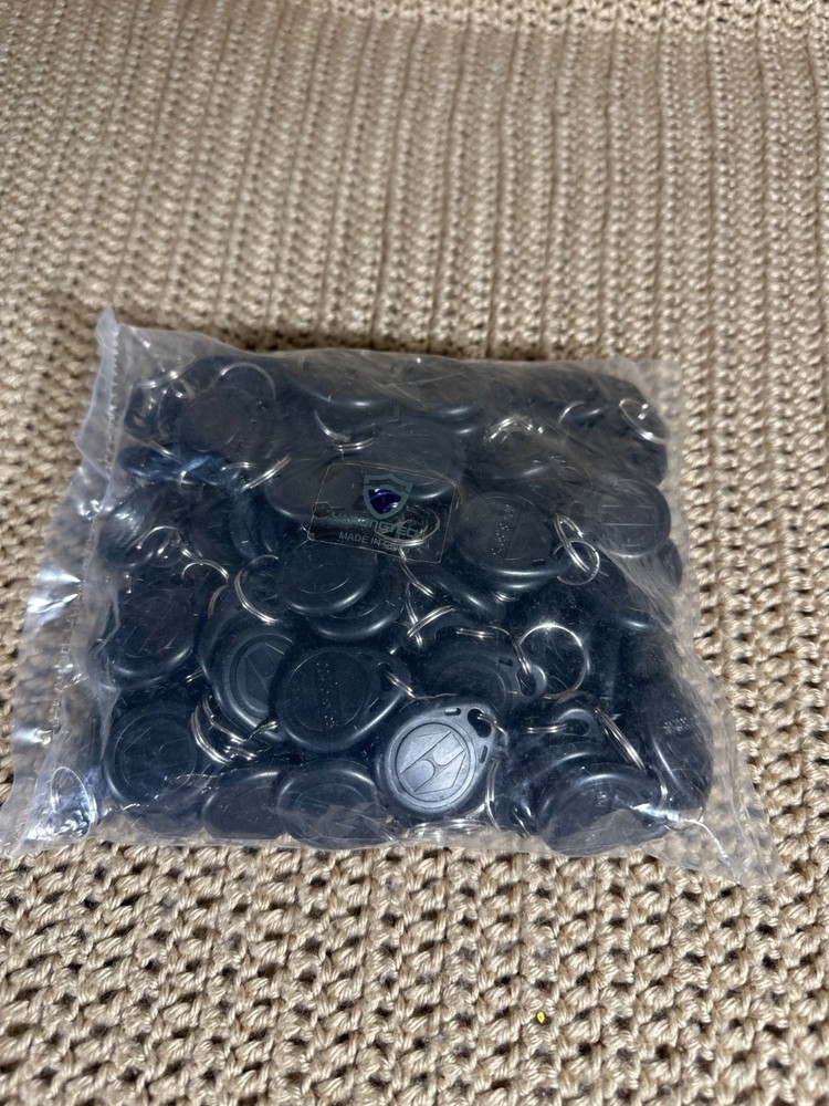 100 pk RFID Key Fobs Black Durable Plastic For Access Control & Identification