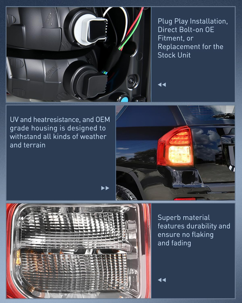 Taillight Assembly Compatible with 2011 2012 2013 Jeep Compass Tail Light OE Sty