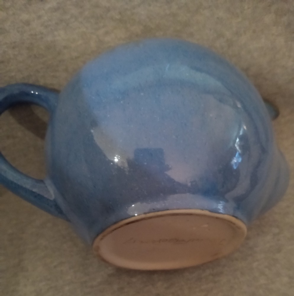 Pigeon Forge Pottery Teapot Blue Brown Mottled Glaze