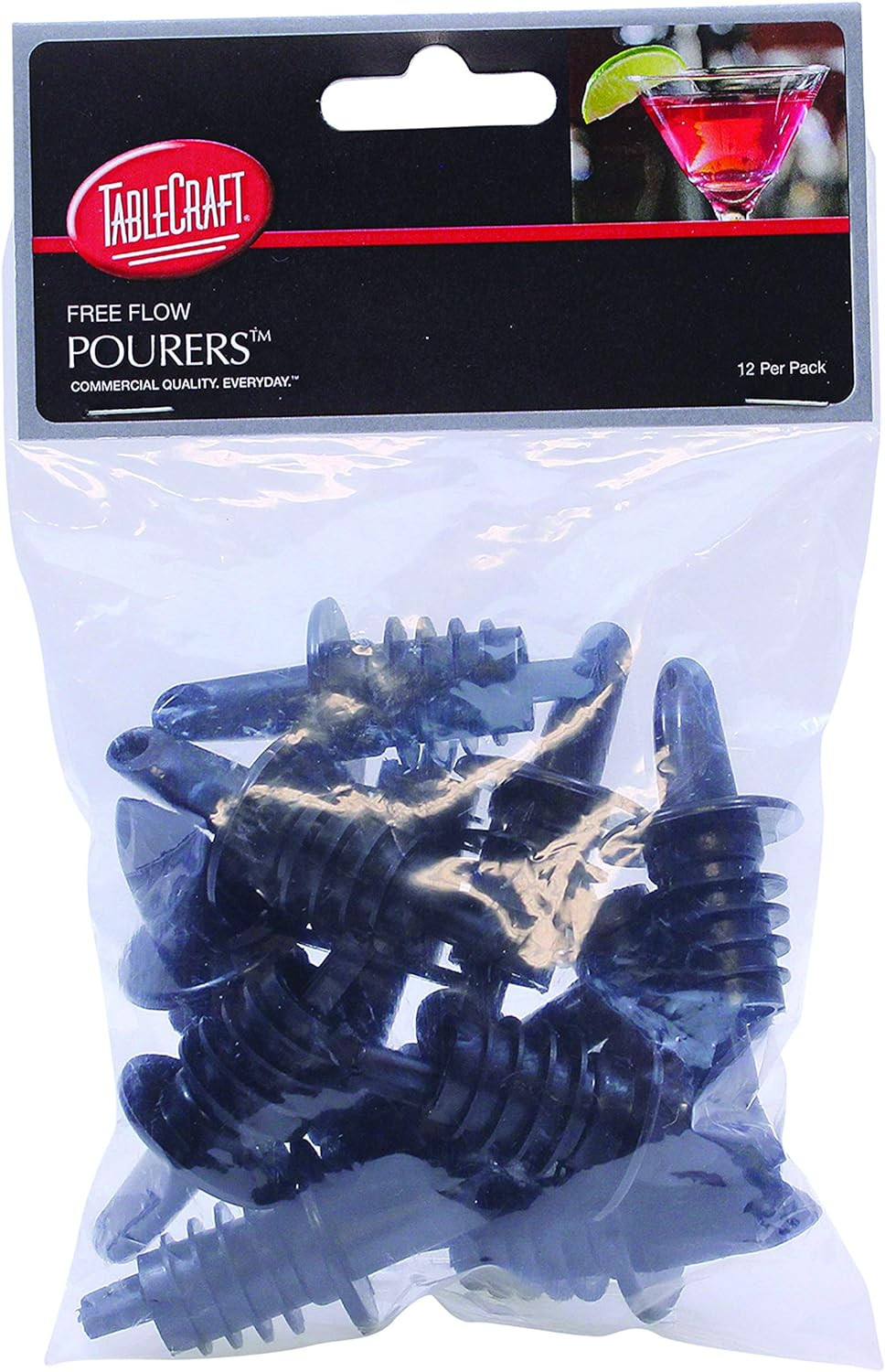 Free Flow Pourers, 2.5 X 1.25 Inch, 12 Count, Black