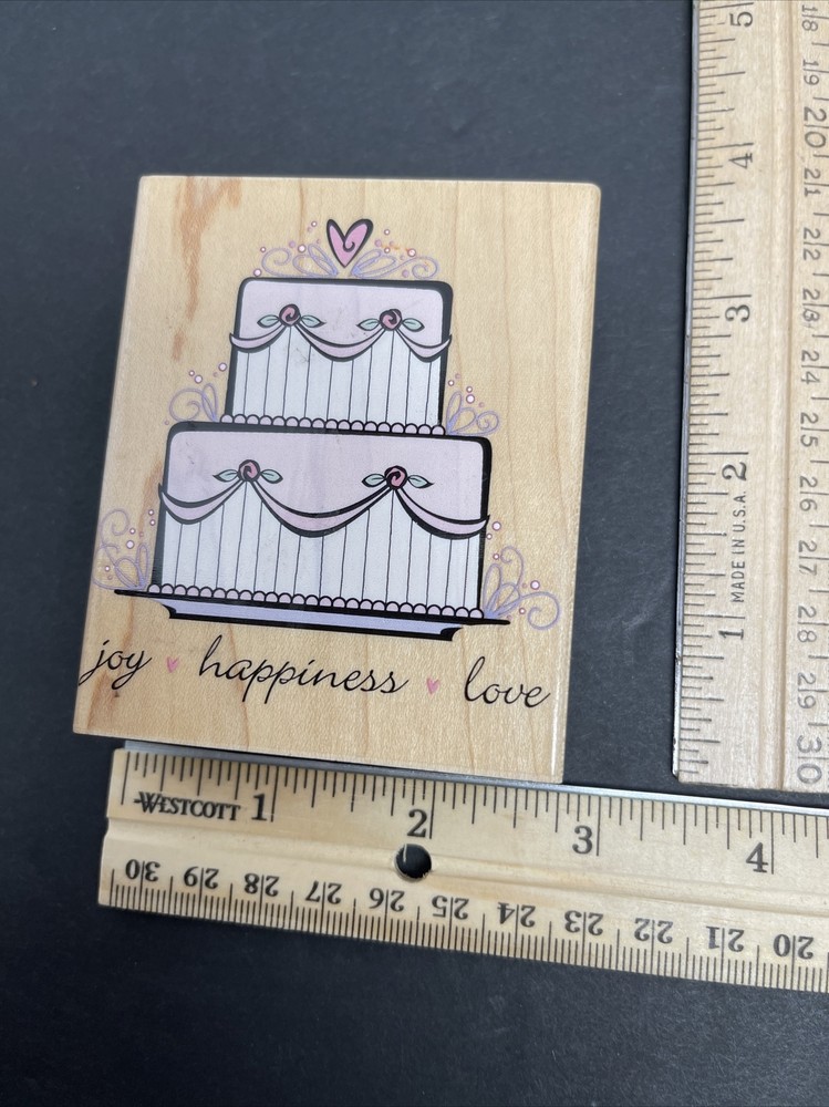 Hero Arts Joy, Happiness, Love Wedding Cake Stamp