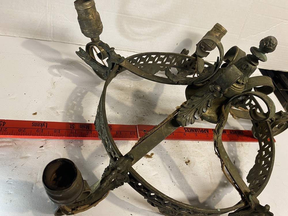 Antique Five Arm Hanging Chandelier Needs Work