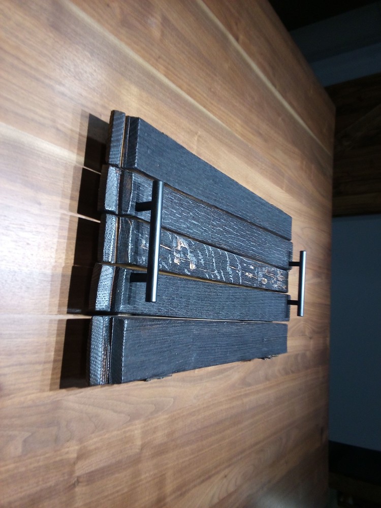 Whiskey Barrel Stave Serving Tray with Handles