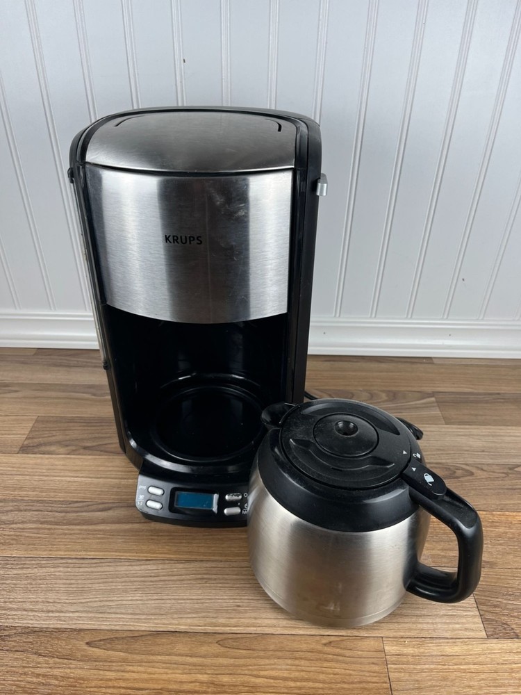 Krups Coffee Maker Stainless Programmable Drip Machine Thermal Carafe FMF5 10CUP