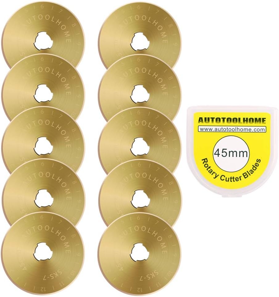 Titanium Coated Rotary Cutter Blades 45mm 10 Pack Replacement Blades...