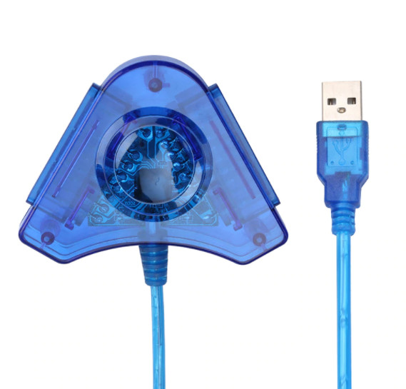 USB Gamepad Adapter for PlayStation Controllers, Dual Port Support & Vibration