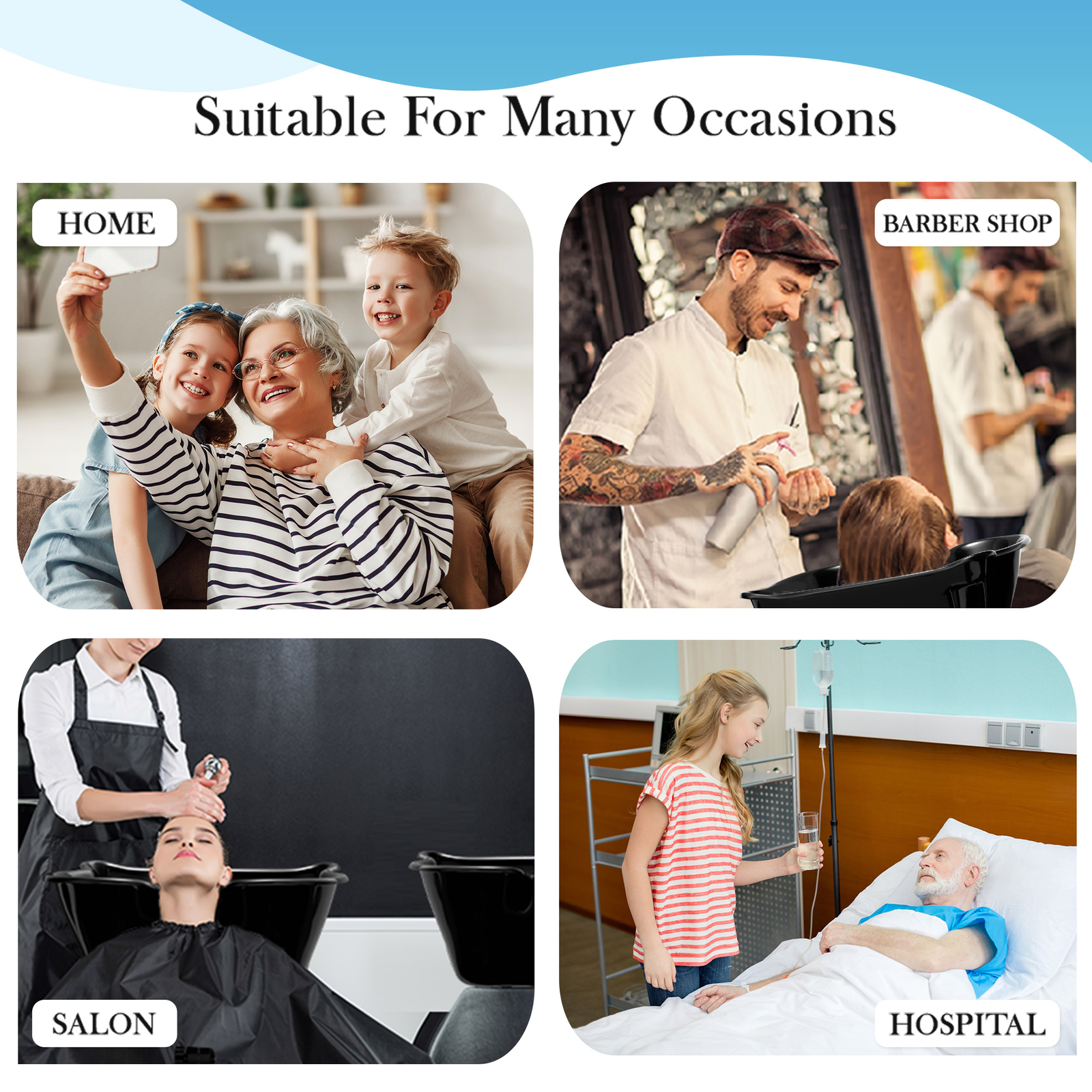 Height Adjustable Portable Salon Hair Shampoo Basin Treatment Bowl Black