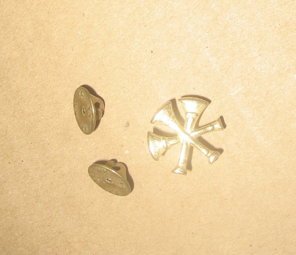 Firefighter Collar Pin. Three Crossed Bugles. Three Crossed Horns.