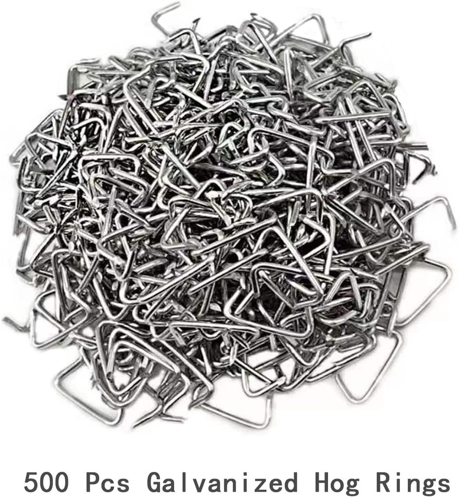 Spring-Loaded Hog Ring Tool Kit with 500 Galvanized Rings for Easy Installation