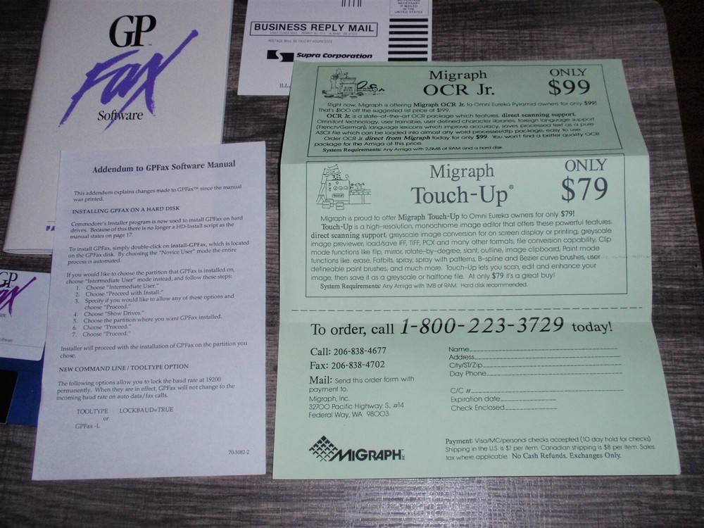 GP Fax Software on 3.5" Floppy Disk 1992 for Commodore Amiga Computers Supra Mod