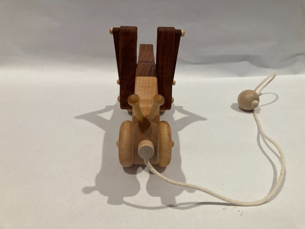 New Handmade Wood Grasshopper Pull Toy