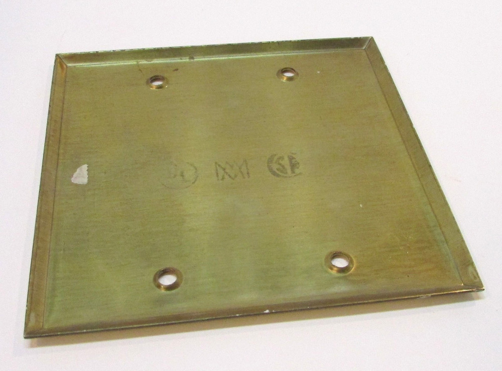 Excellent Solid Brass Twin Gang Blank Four Square Electrical Box Cover