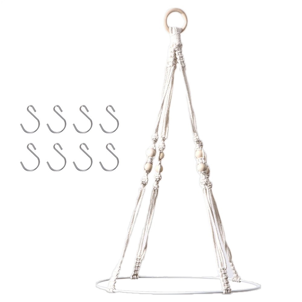 Hanging Drying Rack for Herb Macrame Flower Drying Rack W/ Hooks Macrame Hanging