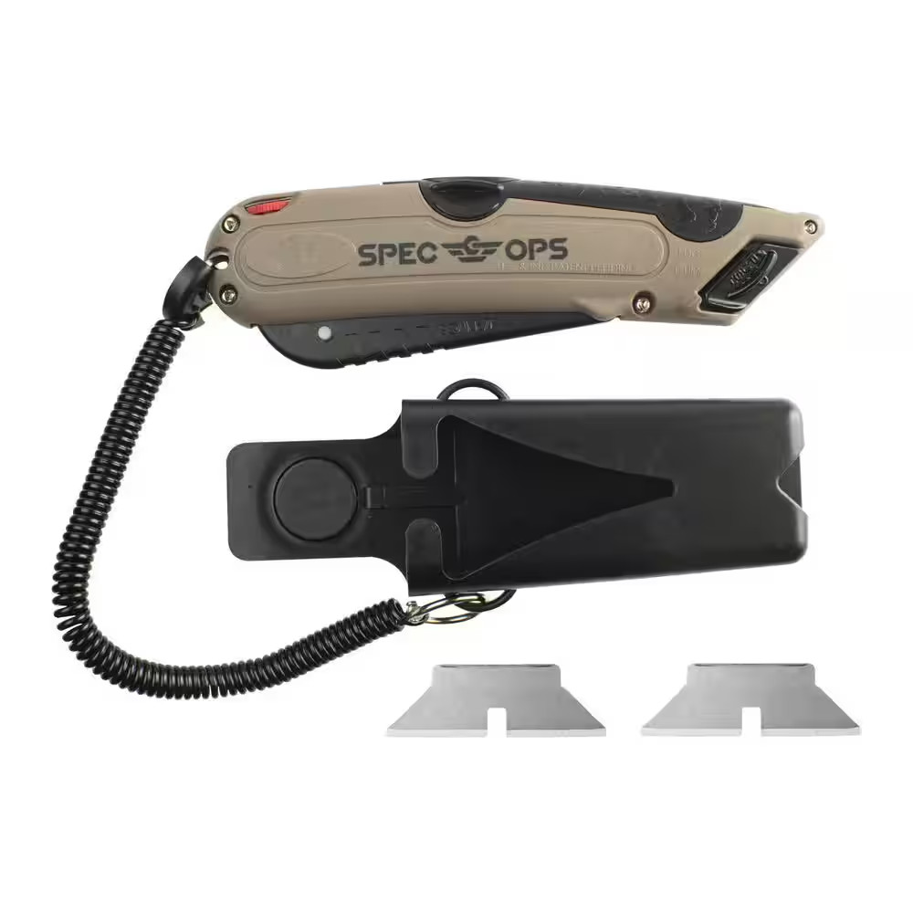 Safety Knife Box Cutter, Includes Holster & Lanyard