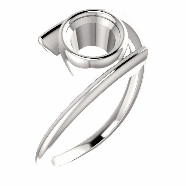 Sterling Silver Round Cut Solitaire Ring Setting - Modern Bypass Style Ring Moun