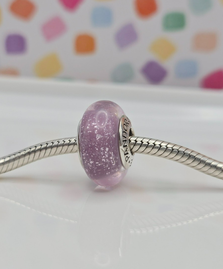 Authentic Pandora Disney Rapunzel's Signature Color Murano Glass purple Charm