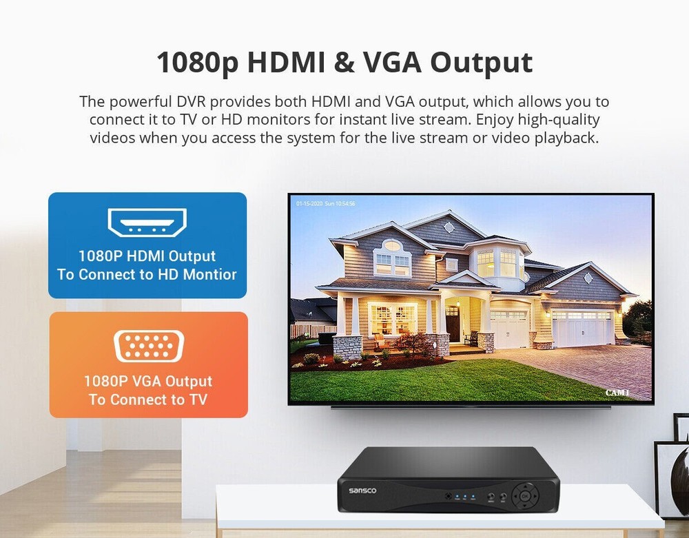 5MP DVR Home Wired CCTV Security Camera System Dome Waterproof Night Vision