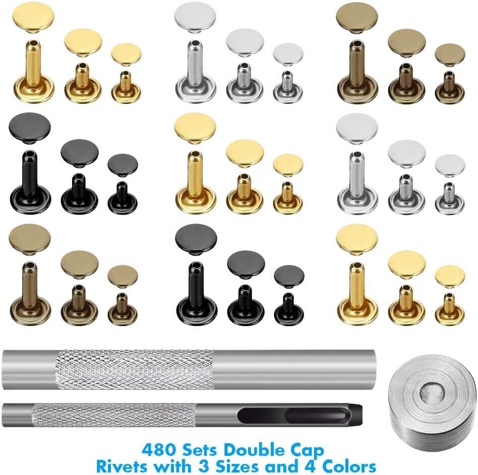 Versatile Leather Rivets Kit with 3 Setting Tools - Craftsmanship Essentials