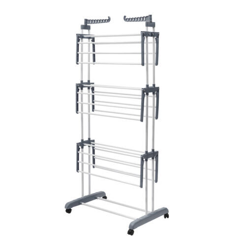 Folding 4 Tier Clothes Drying Rack Metal Laundry Garment Dryer Rack Stand Indoor