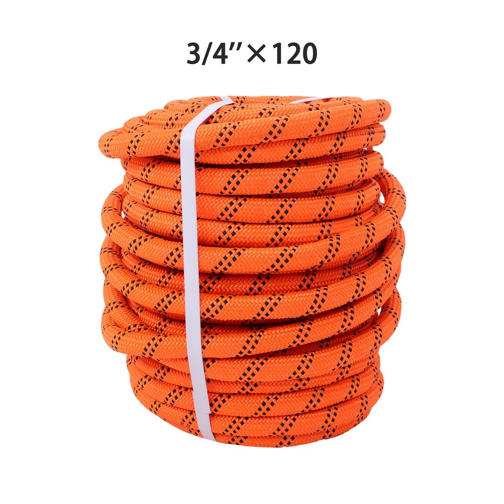 Arborist Double Braid Polyester 48-Strand Arborist Rigging Rope Orange & Black