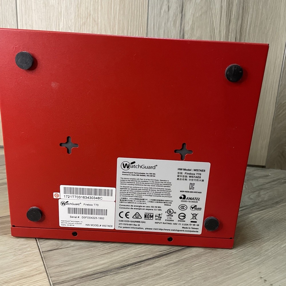 WatchGuard Firebox T70. Model: WS7AE8 - UNTESTED + NO POWER ADAPTER