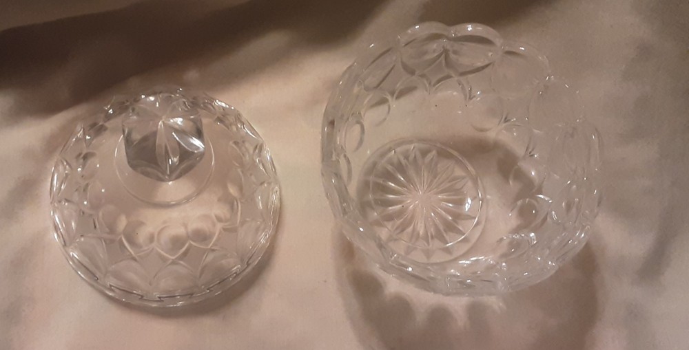 Vintage Petite Round Clear Covered Candy Dish