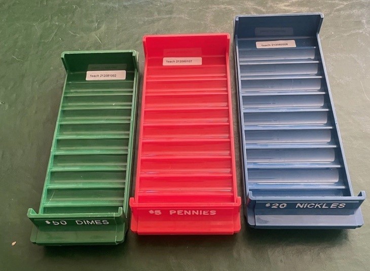 Set Of Three Coin Sorting Trays Nickel, Dime And Penny Stackable Bundle