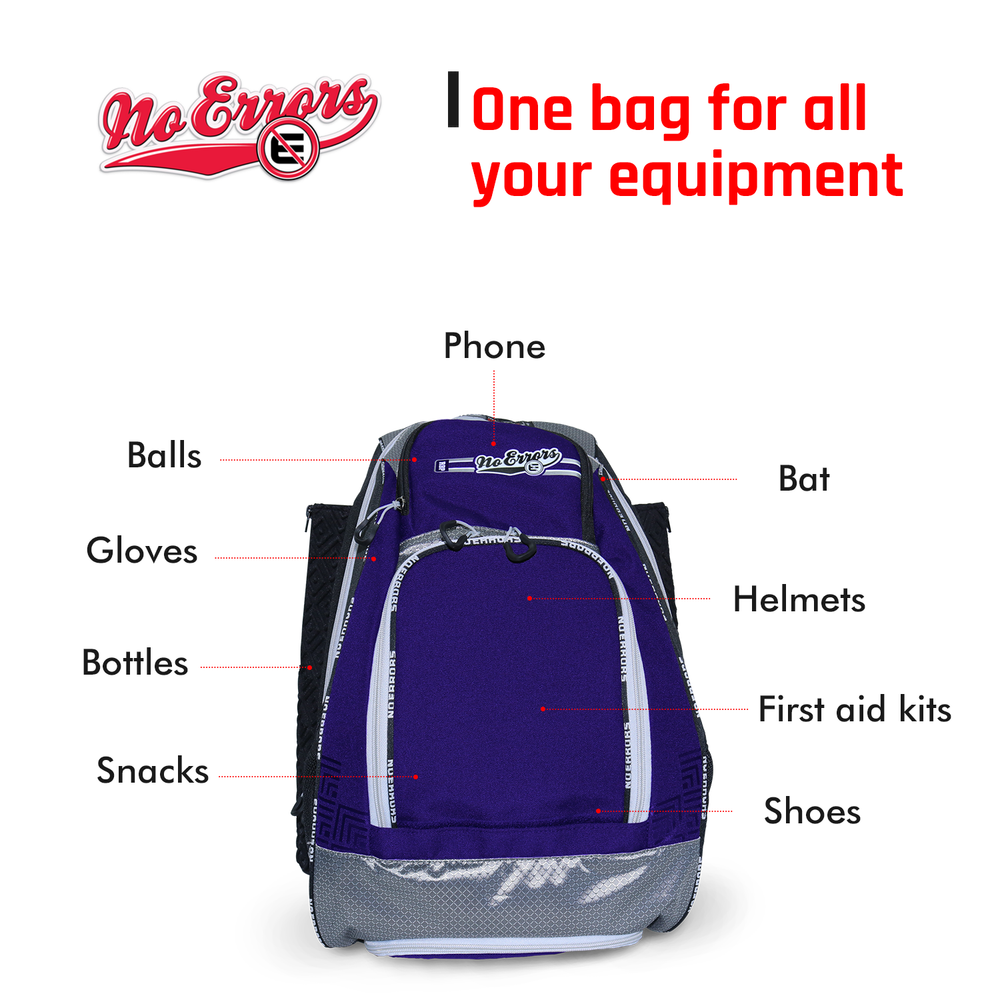 RBP Backpack Bag by No Errors | Perfect for Baseball, Softball Gear