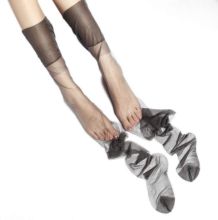 Fully Fashioned Stockings 100% NYLON Non Stretch Seamless BLACK 5 Den Medium