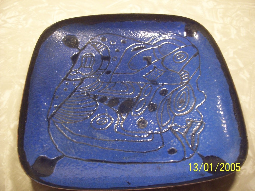 Unique Abstract Enamel On Copper Plate
