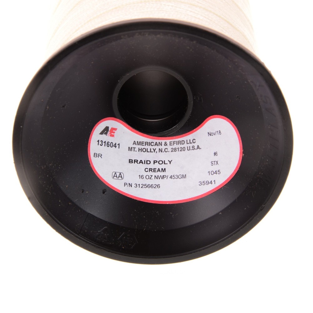 American & Efird Thread Spool 16 oz Braid Poly #6 Cream