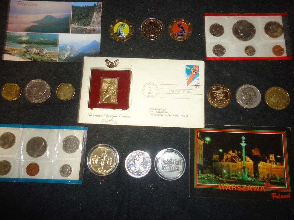 JUNK DRAWER -COINS, SETS, TOKENS, FIRST DAY COVER & ASSORTED STUFF ( BB-3 )