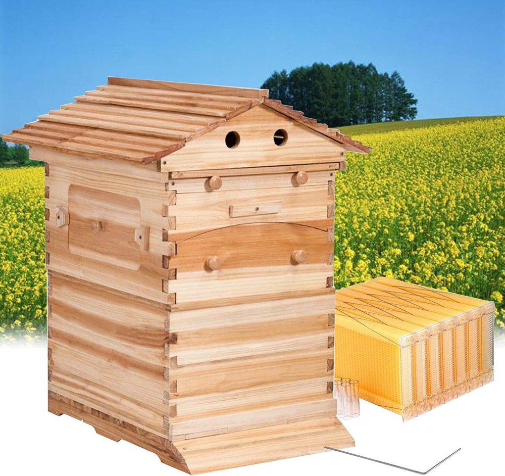 7Pcs Automatic Bee Frames w/ Auto Beehives Honey House Beekeeping Boxes Bee Hive