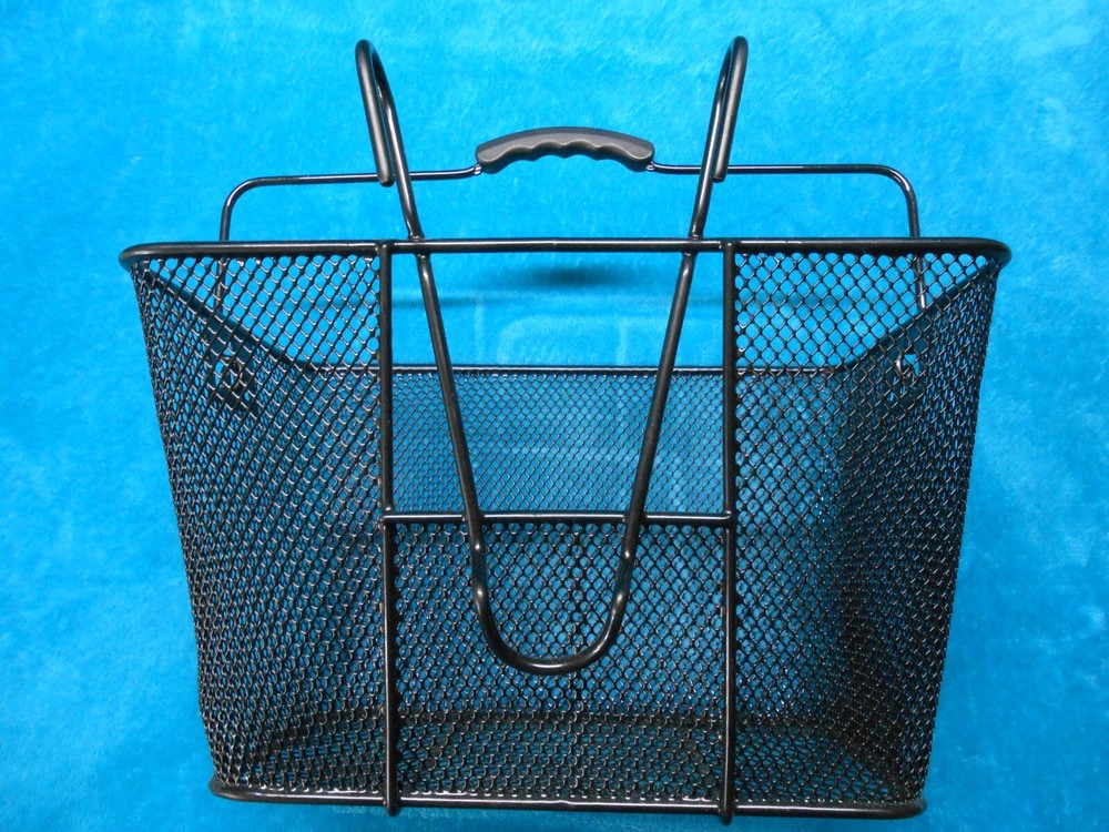 Bicycle Front Basket Mesh 15inch with Handle Rectangular Steel Black Lift Off