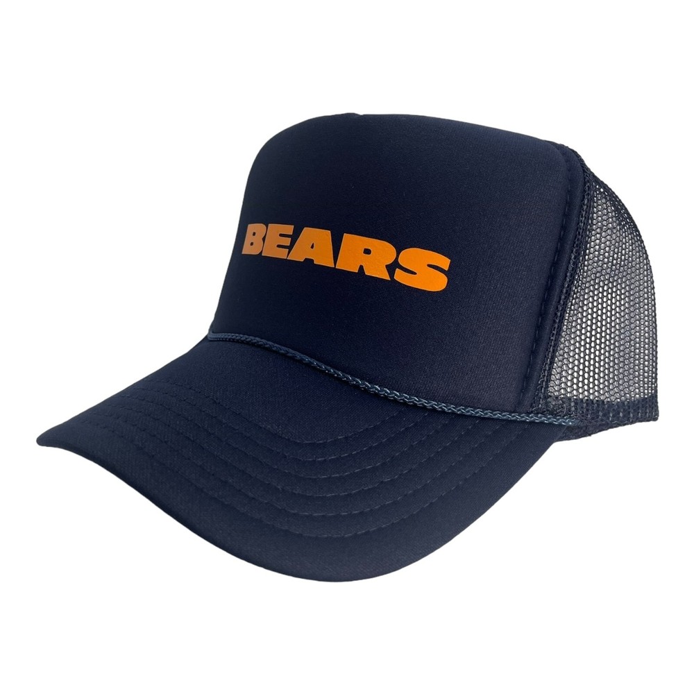 NEW CHICAGO BEARS SCRIPT BLUE ORANGE CAP HAT 5 PANEL HIGH CROWN TRUCKER SNAPBACK