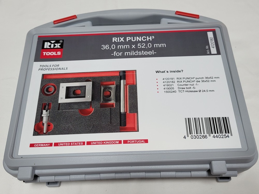 Rix Tools 36.0 x 52.0 mm Rectangular (Connector) Mild Steel Punch/Die Set