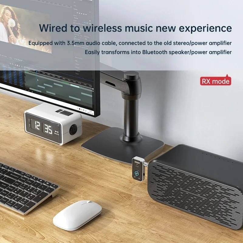 Bluetooth 5.3 Transmitter Receiver AUX 3.5mm Wireless Adapter Car Headphones